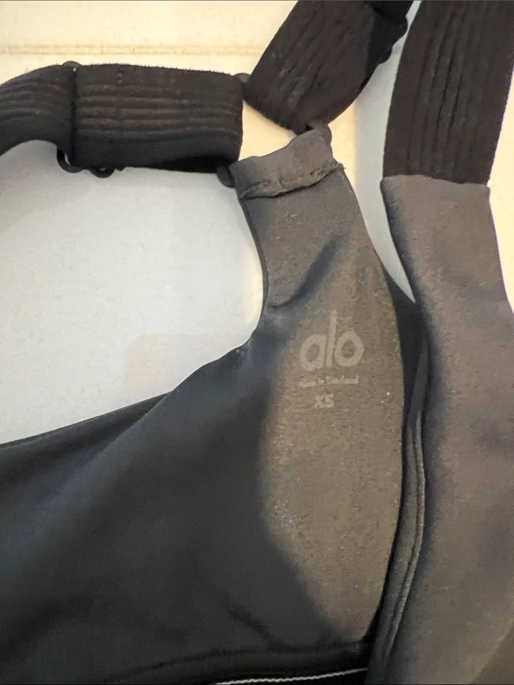 ALO Yoga Black Women's Swim Bikini Top or workout bra with Thick Underband